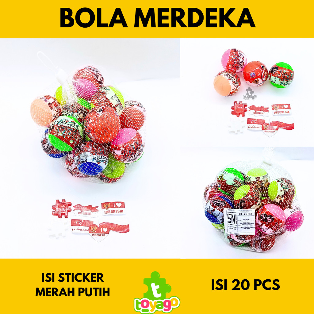 

Bola merdeka merah putih isi sticker mainan anak grosir murah (bola merdeka toyago toys)