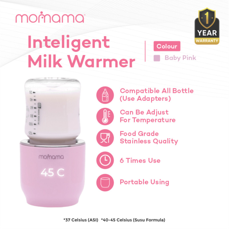 TERLARIS Momama® Intelligent Milk Warmer - (Baby Pink) | Portable Warmer | Pemanas/Penghangat Susu A