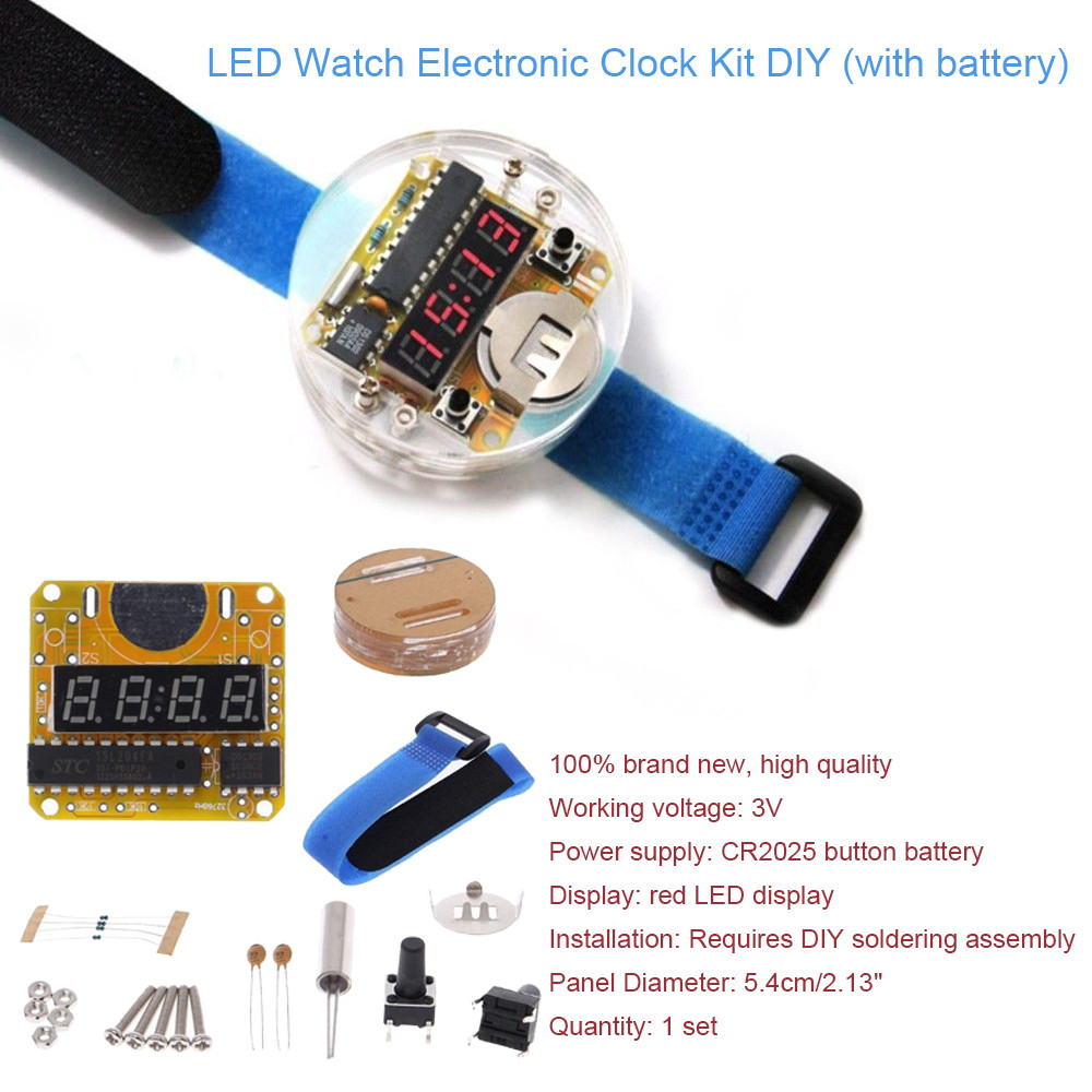 Brand New Transparent 4 Digit LED Watch Electronic Clock DIY Kit Smart Electronic Microcontroller LE