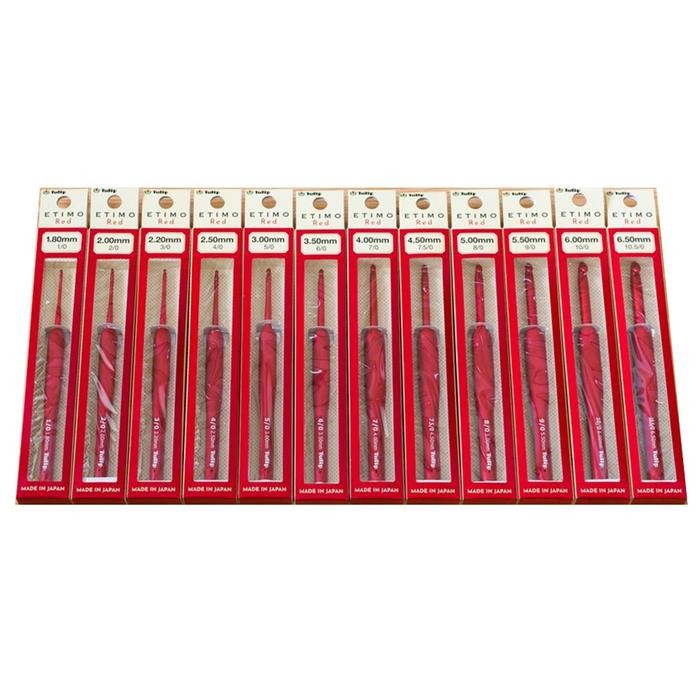 

Hakpen (Alat/Jarum Rajut) Tulip ETIMO RED Crochet Hooks With Cushion G - Red-7/0(4mm)
