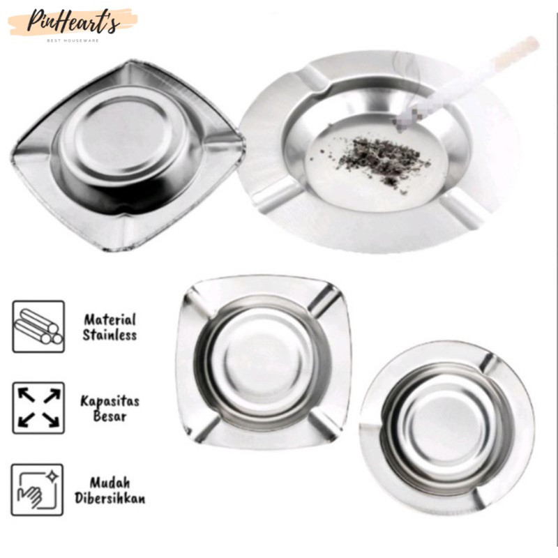 ASBAK STAINLESS STEEL / ASBAK CAFE STAINLESS STEEL MODEL BULAT DAN SEGI | ASBAK STAINLESS STEEL