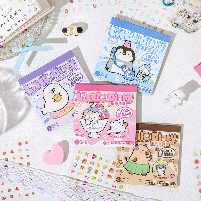 

24pages/Set Mini Cartoon Cutting Sticker Book Mini Cutting-Free Pet Sticker Hand Account Mobile Phone Decoration Sticker Book