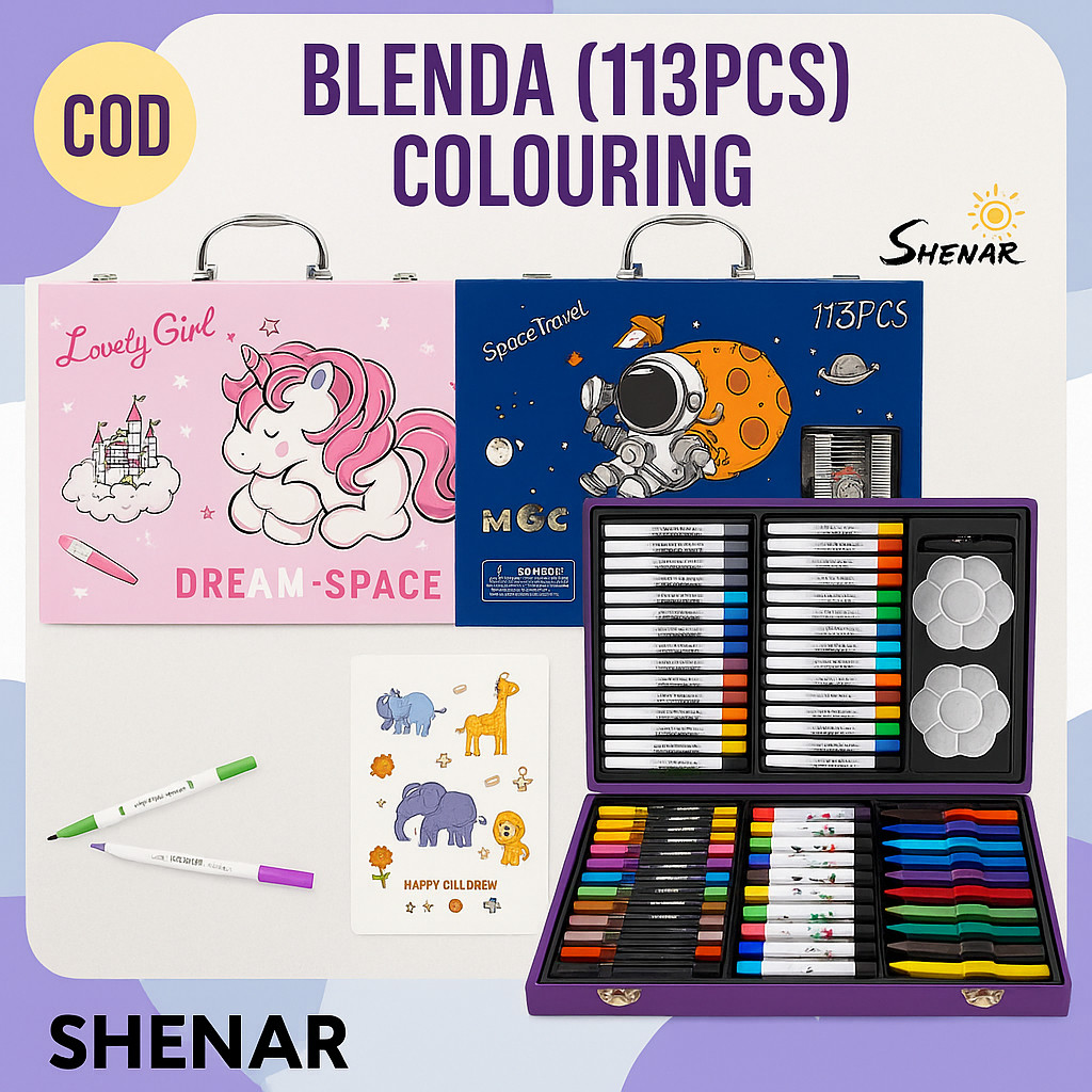 

Koper Mewarnai Anak Lucu / Set Alat Gambar 113 PCS Lovely Girl / BLENDA COLOURING SET 113 Crayon Warna Anak / Box Alat Lukis Anak Koper Set 113