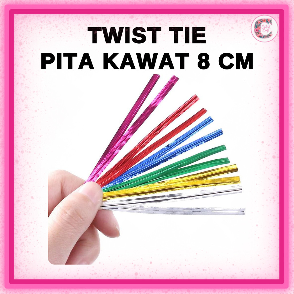

Pita Kawat potong mas ikat twist tie snack Souvenir 8 cm