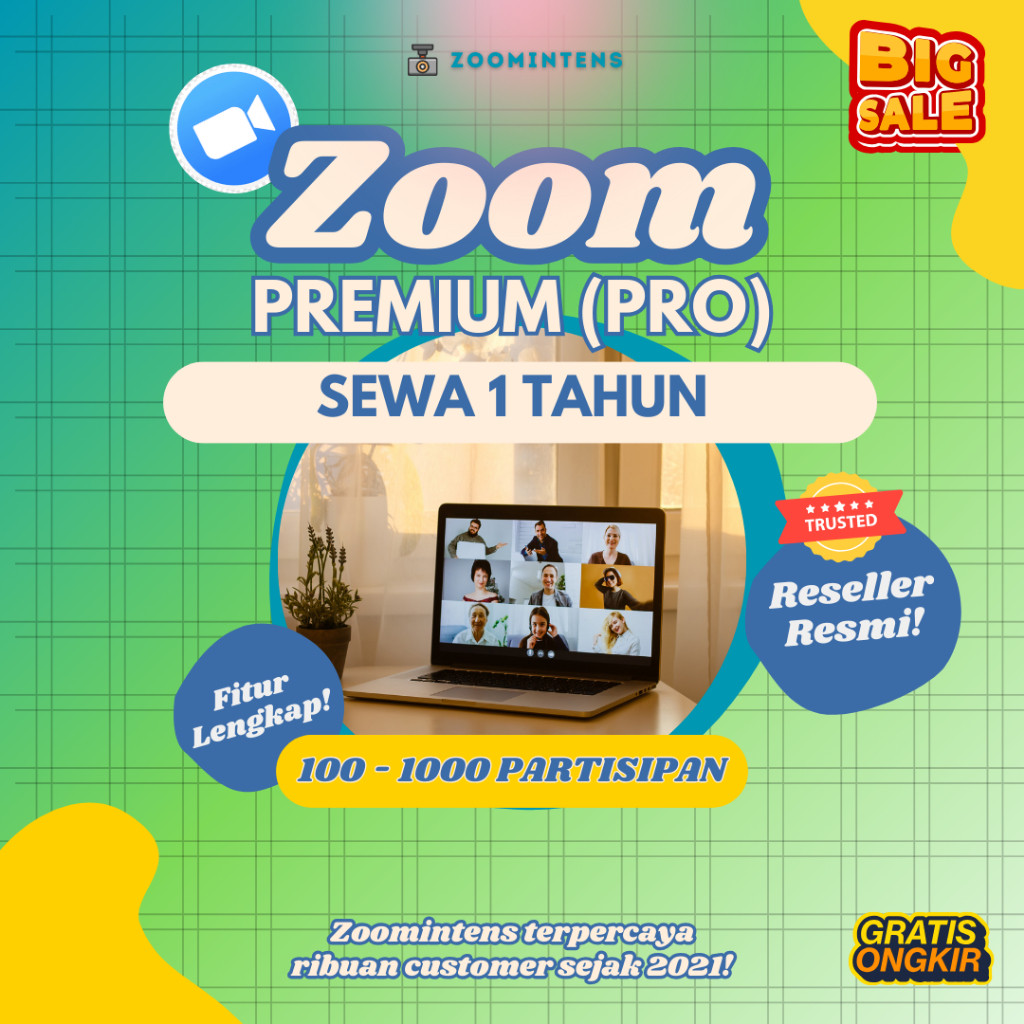 Zoom Premium 1 Tahun 100 300 500 1000 Peserta Bergaransi