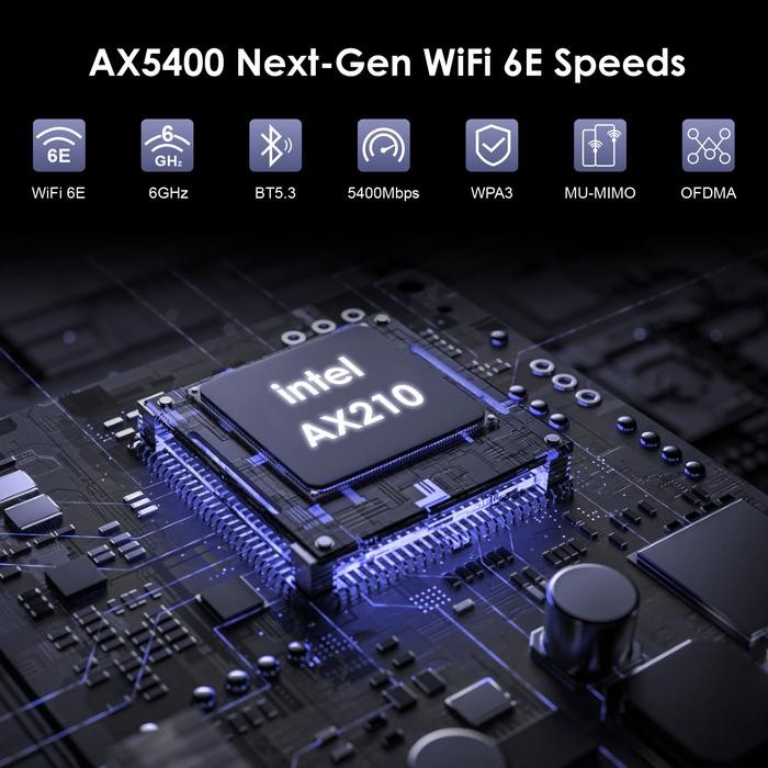 Wavlink  Kartu Jaringan PCIe WiFi 6E AX5400M Baru AX5400M, Adaptor Nirkabel Tri-Band AX210 dengan Bl