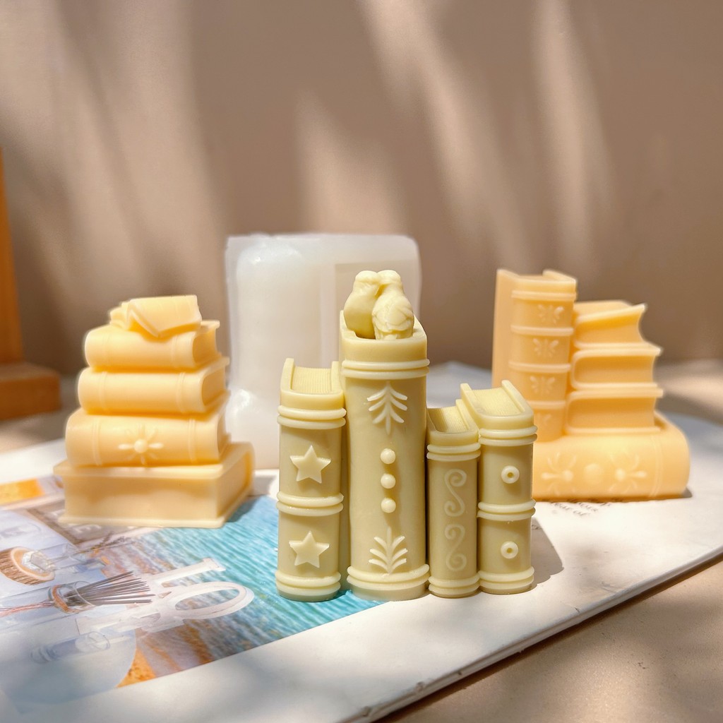 

3D Creative Book Candle Mold New Design Bookshelf Candle Silicone Mold DIY Aromatherapy Candle Gypsum Resin Crafts Home Decorati