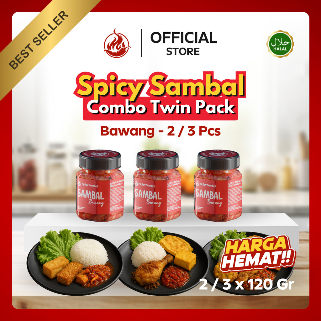 

Spicy Sambal - Paket Combo Twin - 2 / 3 Pcs x 120 Gr - Bawang / Terasi / Tuna Asap / Cakalang / Cumi / Bajak Teri