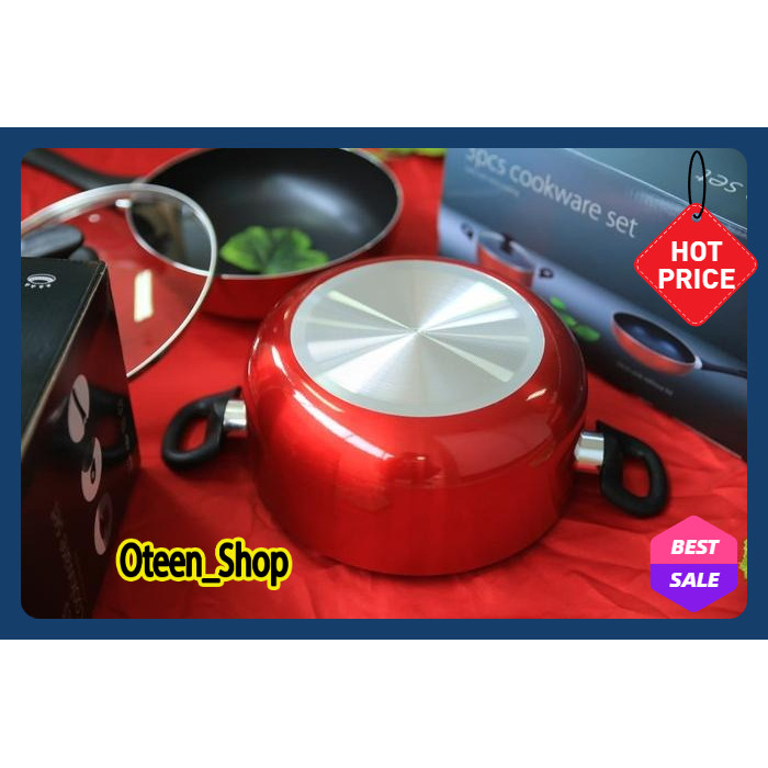 Anti Lengket Panci ILUVA Set 3Pcs Cookware Set Paket Komplit Panci Wajan Teflon