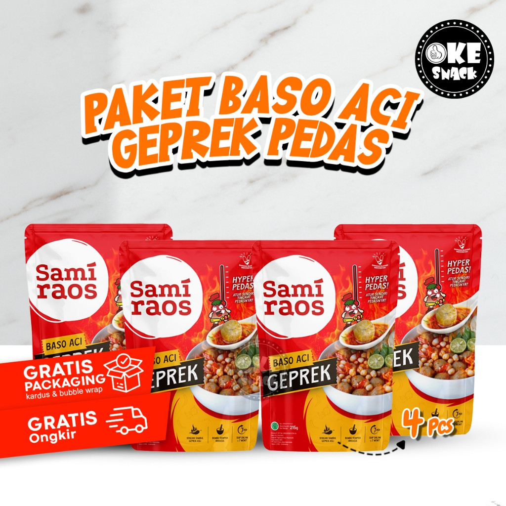 

Paket Hemat Sami Raos Baso Aci Geprek Samiraos Isi 4 pcs