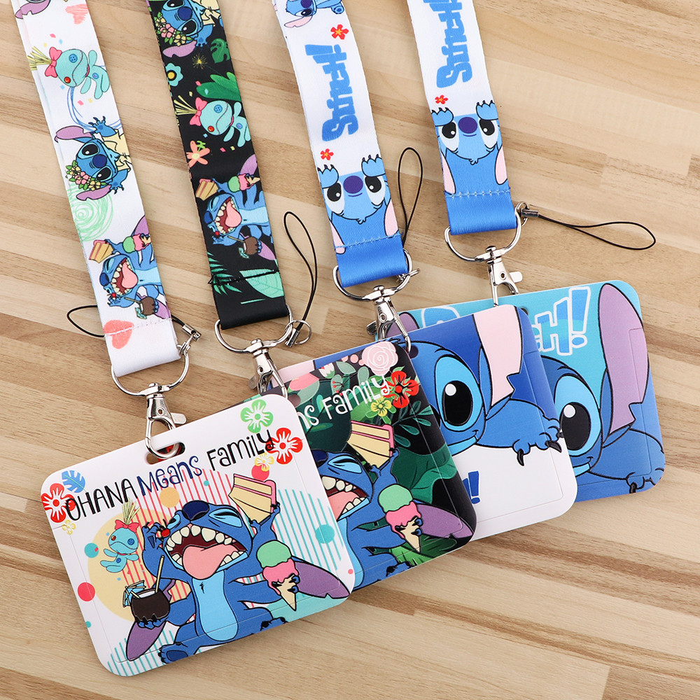 

Cute Stitch Horizontal Credential Holder Alien Lanyards for Key Neck Strap For Card Badge Gym Keychain Keyring Accessories Gifts