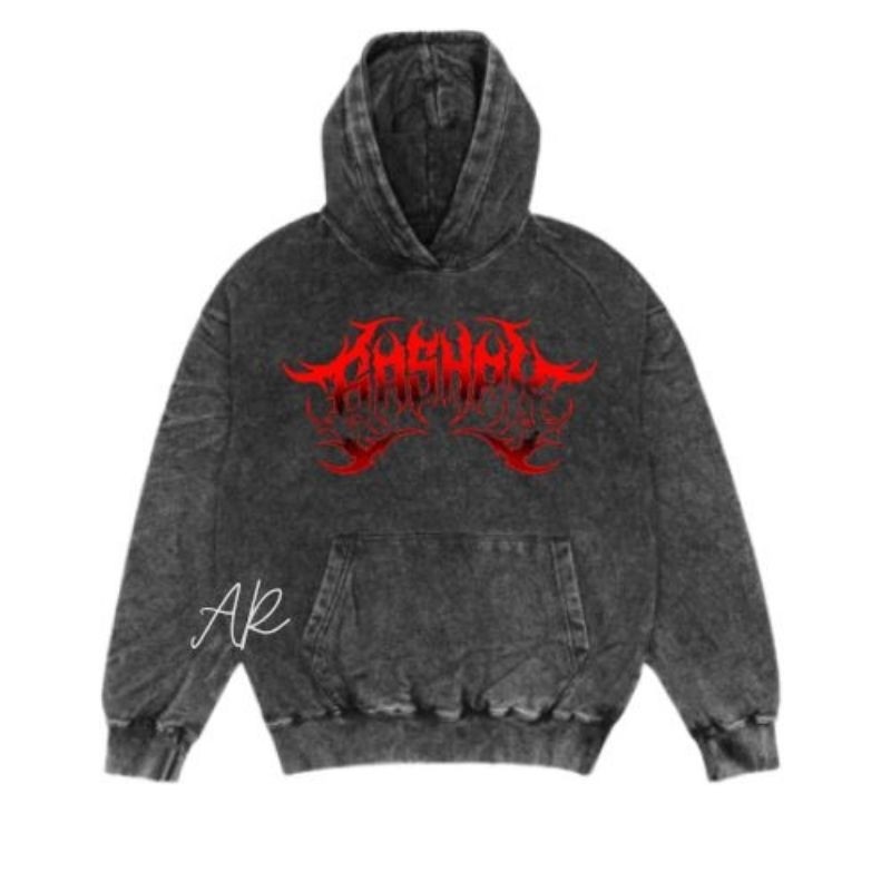 Washed Hoodie Metal Gashak Black Sandwash