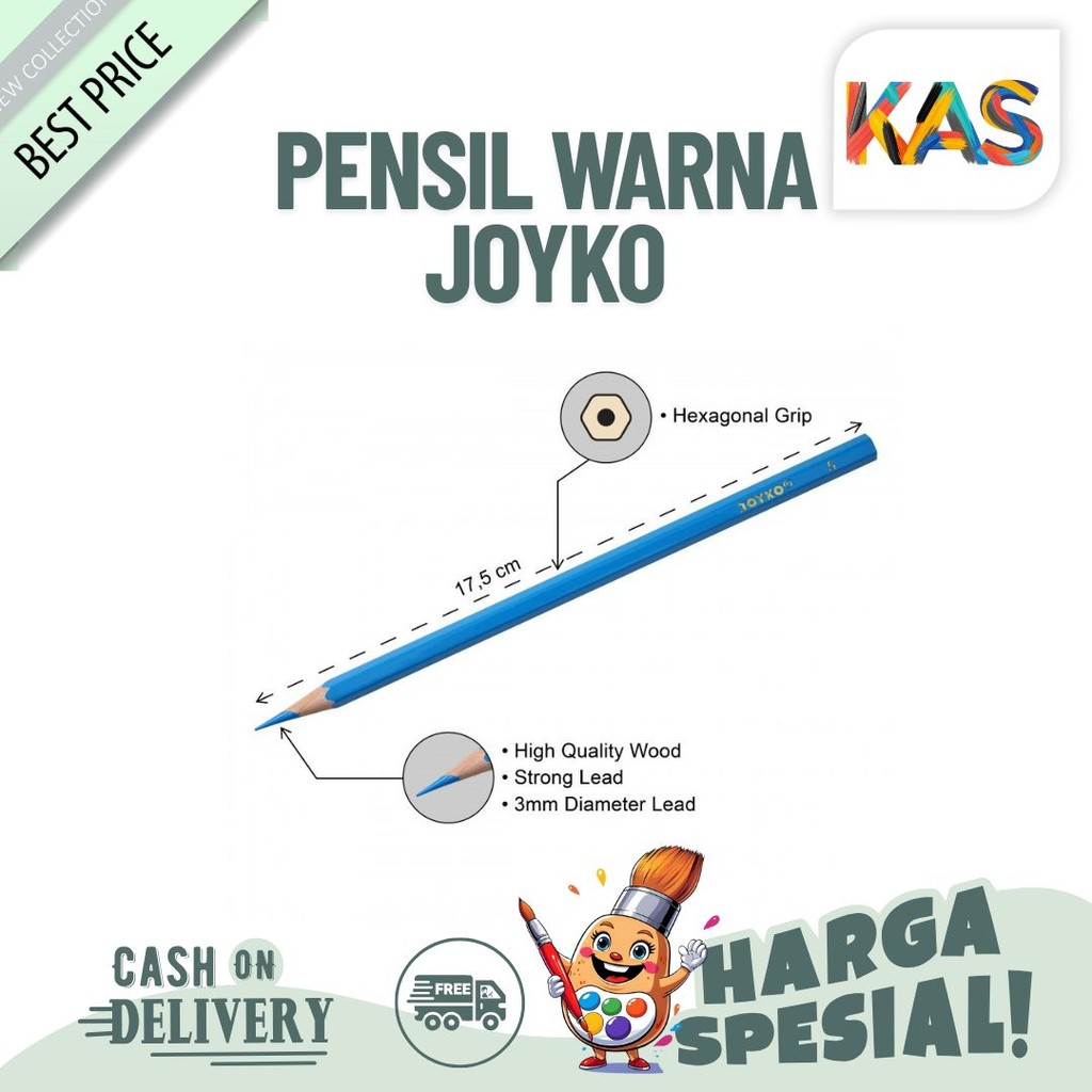 

Pensil Warna / Color Pencil Joyko CP-12TC / 12 Warna Kemasan Kaleng – Satuan