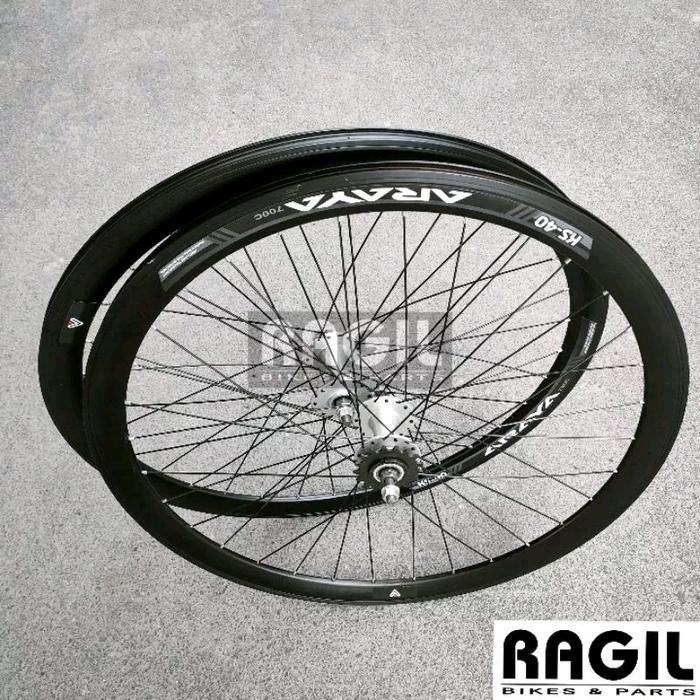 WHEELSET SEPEDA 700C 700 C ARAYA KS40 VELG RIM RIMS DOUBLE WALL ALLOY HUB FREEHUB DOLTRAP BEARING 17