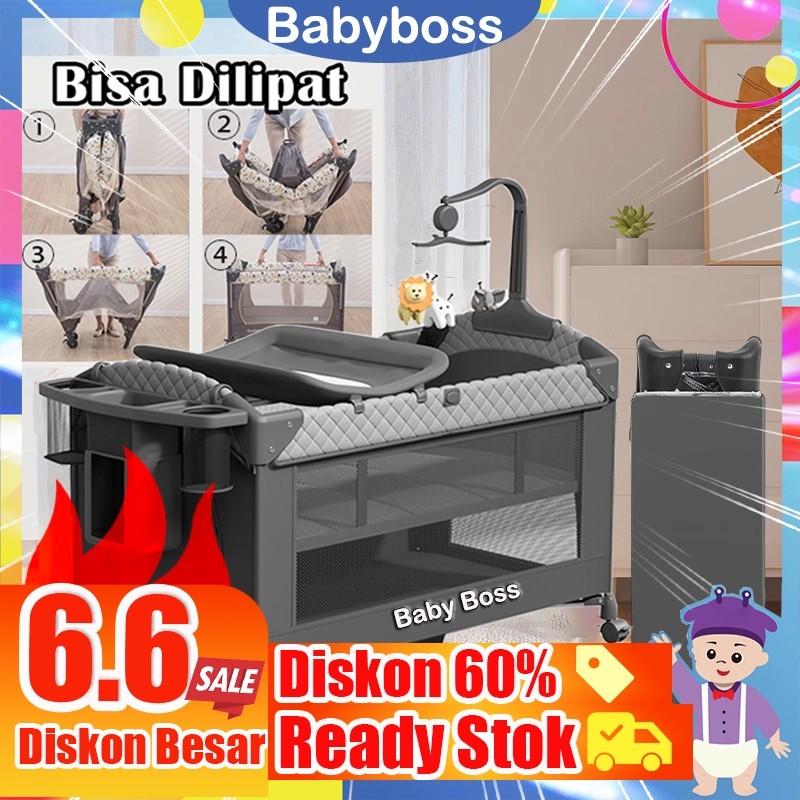 Tempat Tidur Bayi Box Bayi Tempat Tidur Bayi Lipat Multifungsi Kasur Bayi Set Kelambu Ranjang Bayi G