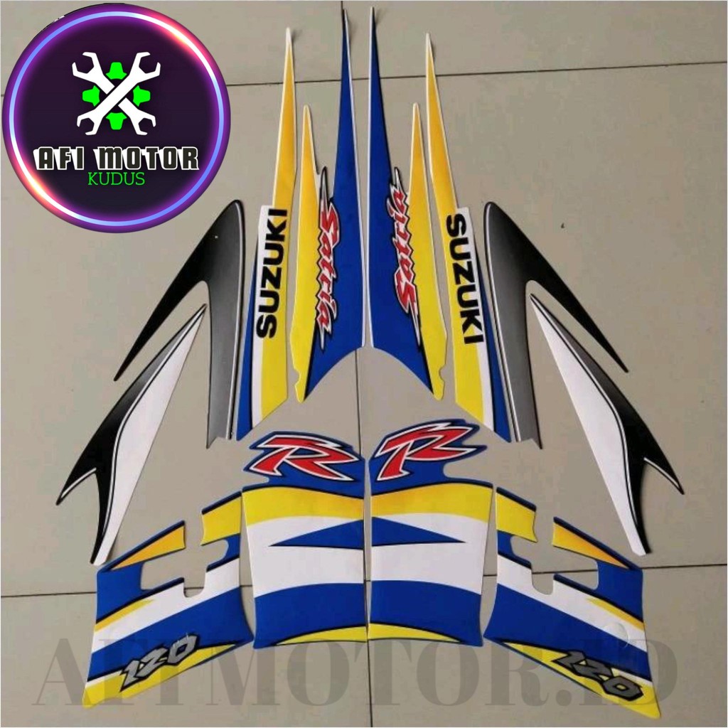 Striping Stiker Polet SUZUKI Satria 120 R 2004 2005 2 Tax Tak Malaysia Hiu Biru Putih Body Bodi Full