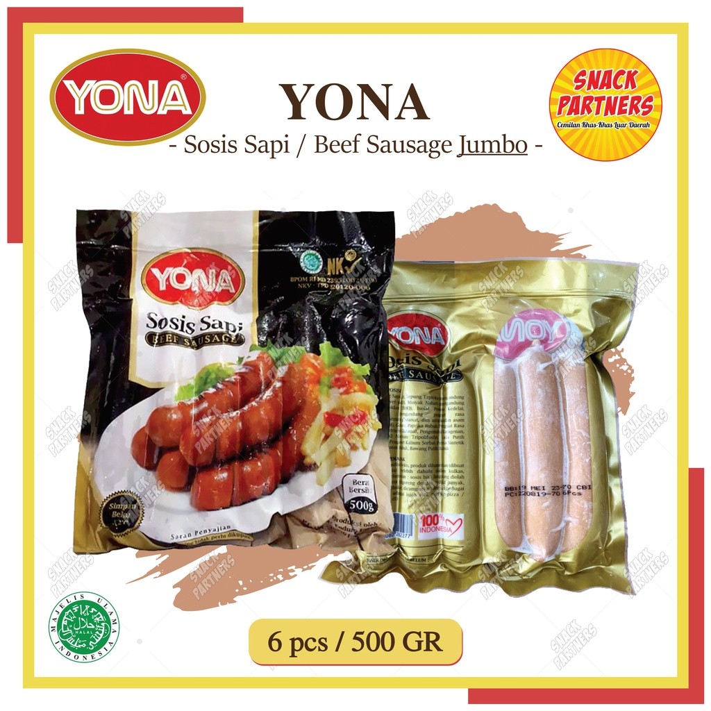

YONA Sosis Sapi Besar dan Kecil / Beef Sausage Mini and Jumbo 500 GR / FROZEN FOOD / Makanan Siap Saji