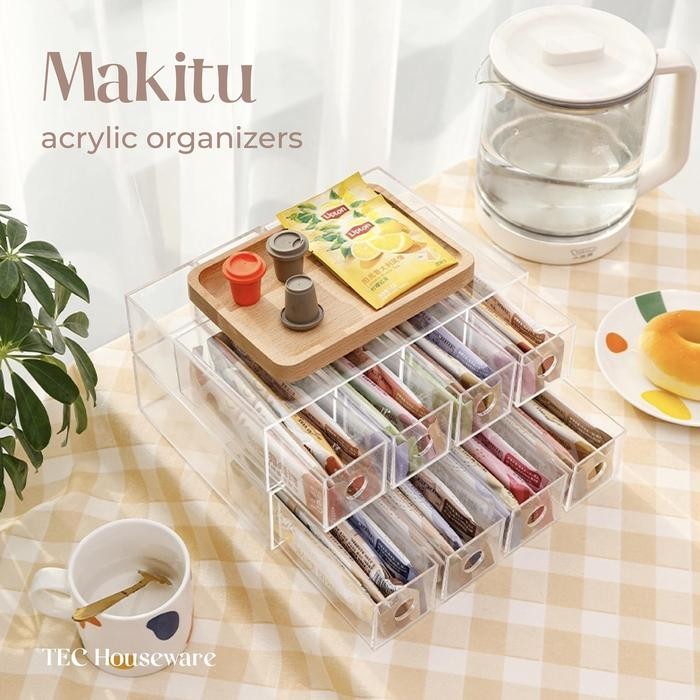 

【TEC】MAKITU Organizer Box Snacks Rak Laci Bening Penyimpanan Makanan Perintilan Organizer Kamar Dapur kamar Mandi Storage Box Meja Cemilan - 1 Tingkat (A)