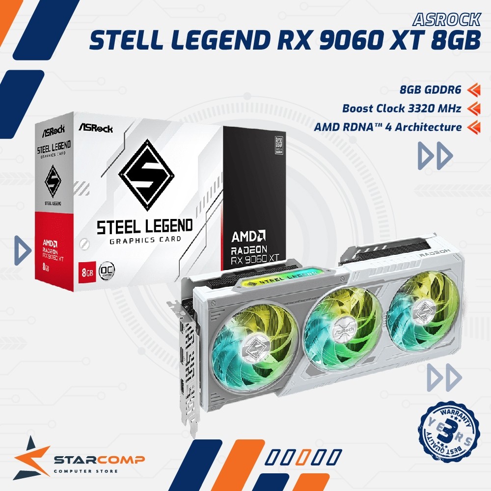 ASROCK RX 9060 XT STEEL LEGEND 8GB AMD Radeon RX9060 XT