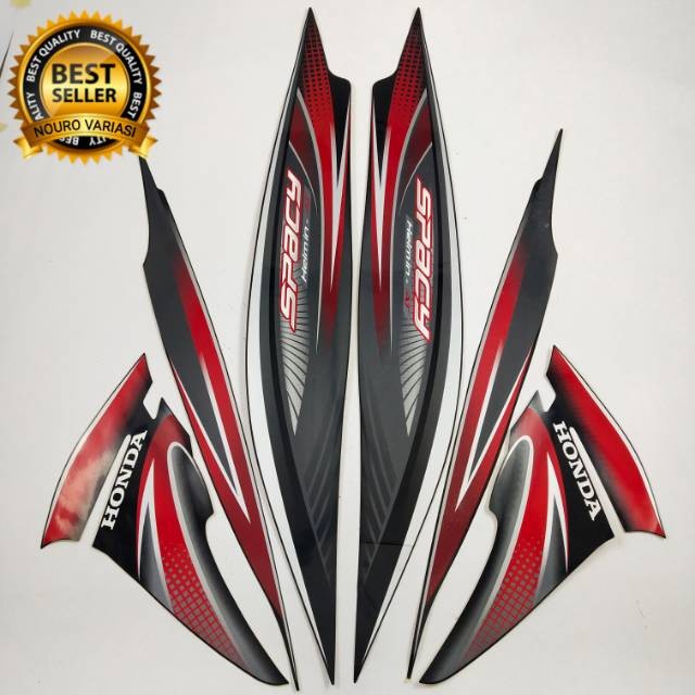 striping honda spacy karbu 2011 2012 hitam merah list body standar