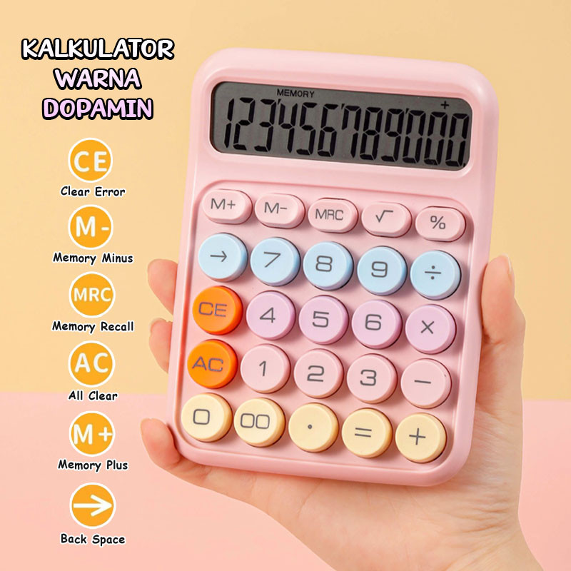 

12 Digit Kalkulator Kawaii Korea Calculator Kartun Permen Warna Kantor Sekolah Mekanik Layar Portable Digunakan
