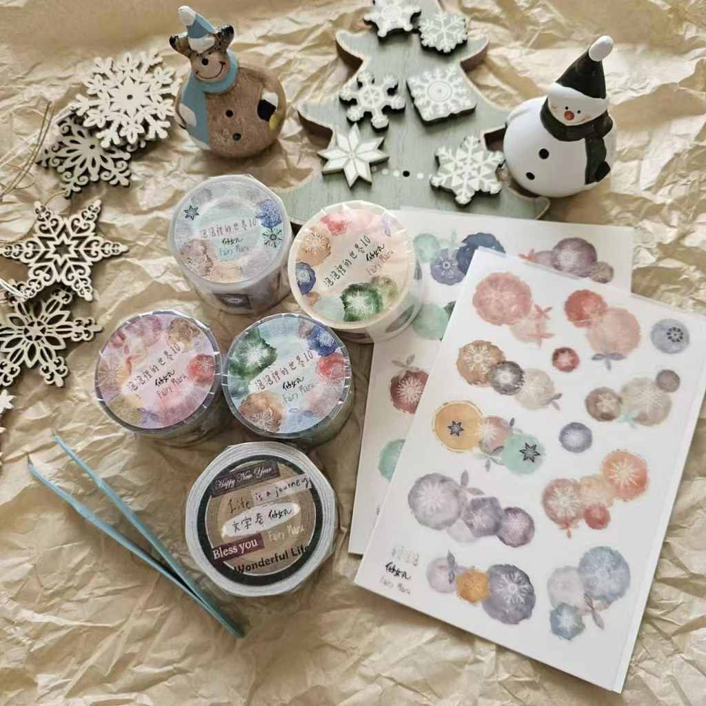 

Fairy Maru Vintage The World In Bubbles 10 Washi PET Tape for Card Making DIY Scrapbooking Plan Decorative Sticker