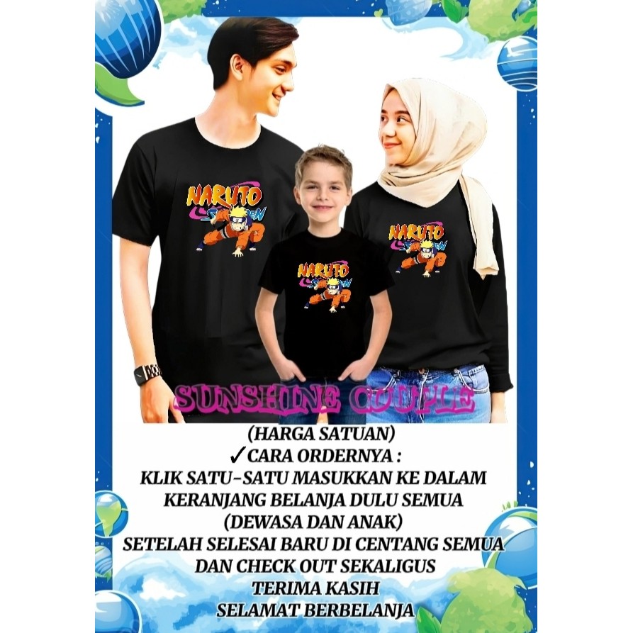 (HARGA SATU KAOS) BAJU KELUARGA / KAOS FAMILY COUPLE NARUTO LENGAN PANJANG DAN PENDEK UK.S-XXL / FAM