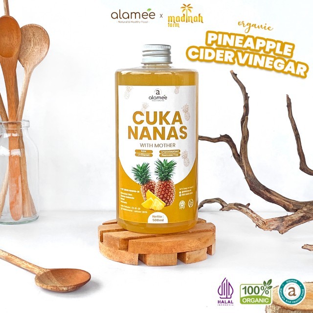 

ALAMEE Cuka Nanas Original Pineapple Cider Vinegar With Mother Organik Asli 500ml madinah