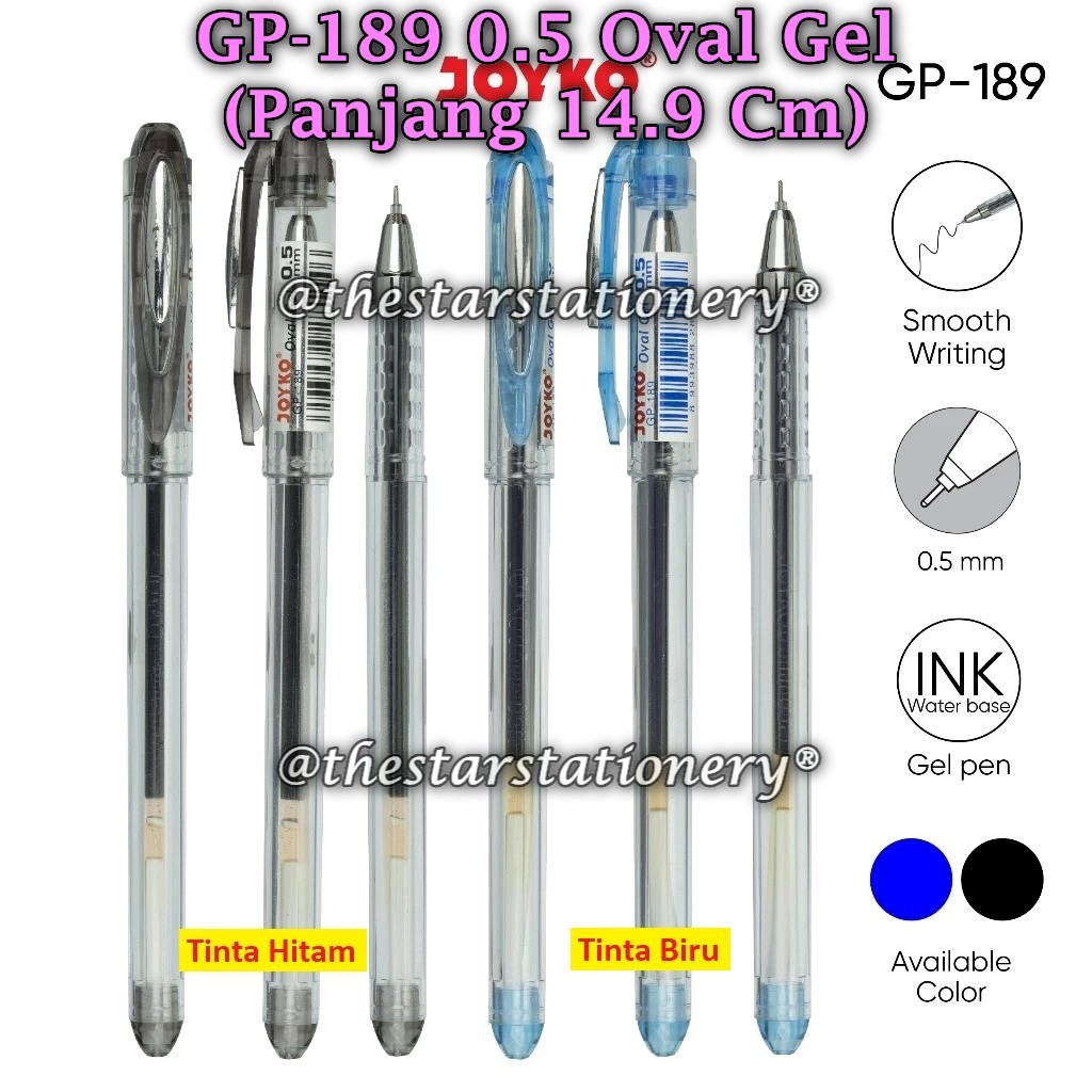 

(1 Pak/12) GROSIR Gelpen JOYKO GP-189 Oval Gel 0.5 mm Gel Pen Pulpen Pena Joyko GP-189 0.5 (Pak/12)