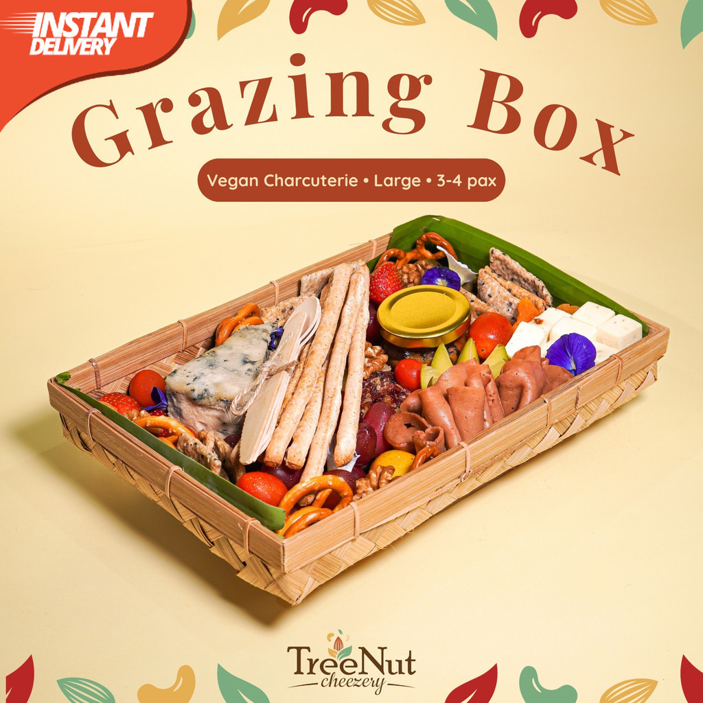 

Grazing Box Vegan Siap Saji – 3 Keju Artisan + Crackers, Buah, Mockmeat, Chutney – Kirim Instan (Bali) | TreeNut Cheezery