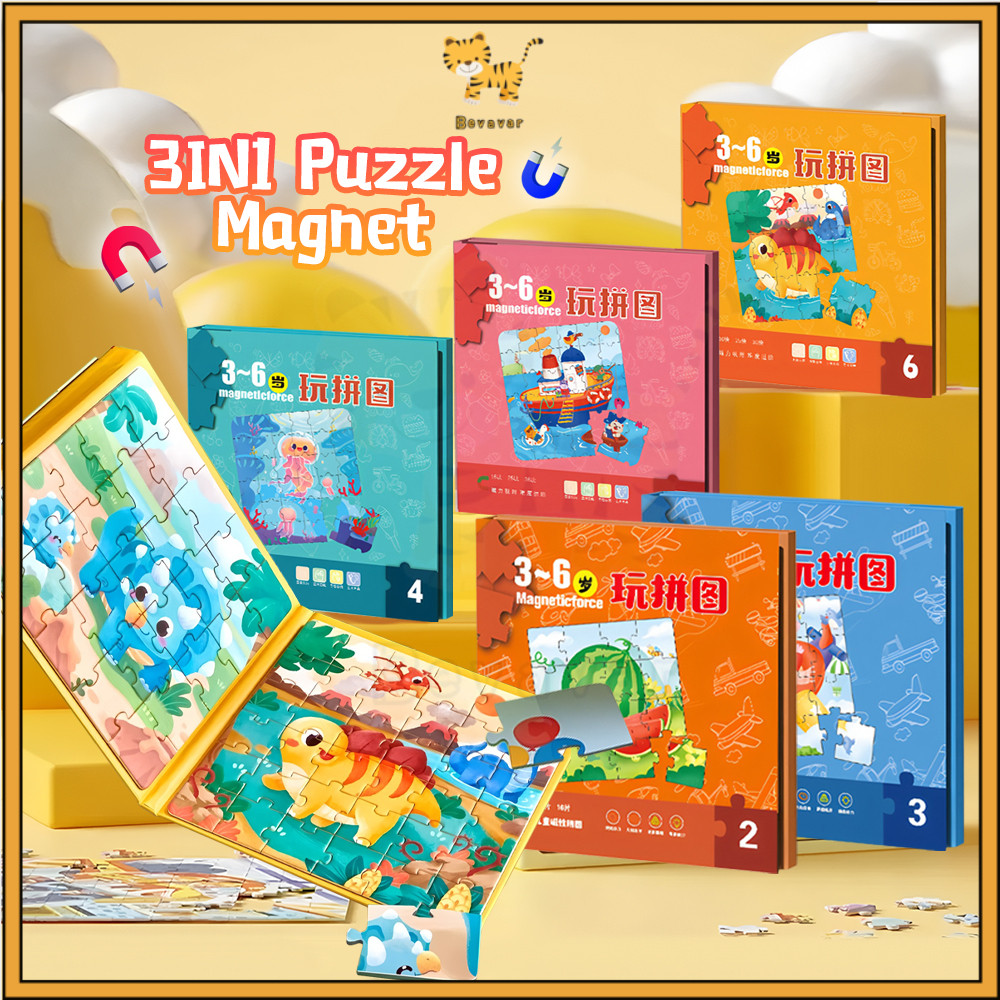 Id Bevavar 3In1 Buku Puzzle Magnet Booklet Magnetic Puzzle Leveled Mainan Edukasi Anak