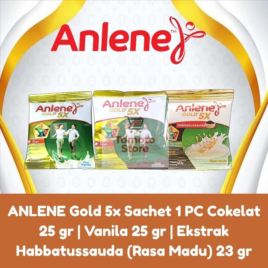 

✨ TOMOTOSTORE ✨ ANLENE Gold 5x Sachet 1 PC Cokelat 25 gr | Vanila 25 gr | Ekstrak Habbatussauda (Rasa Madu) 23 gr