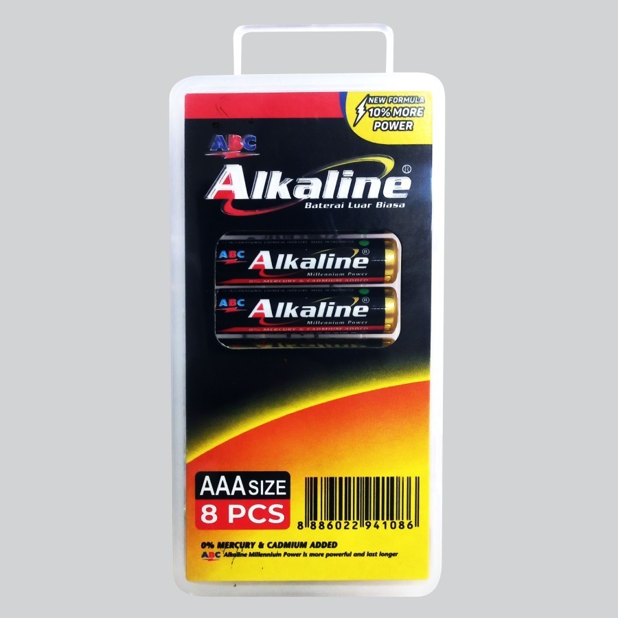 Baterai Abc Alkaline AAA isi 8 / Baterai alkaline AAA isi 8 kemasan box plastik