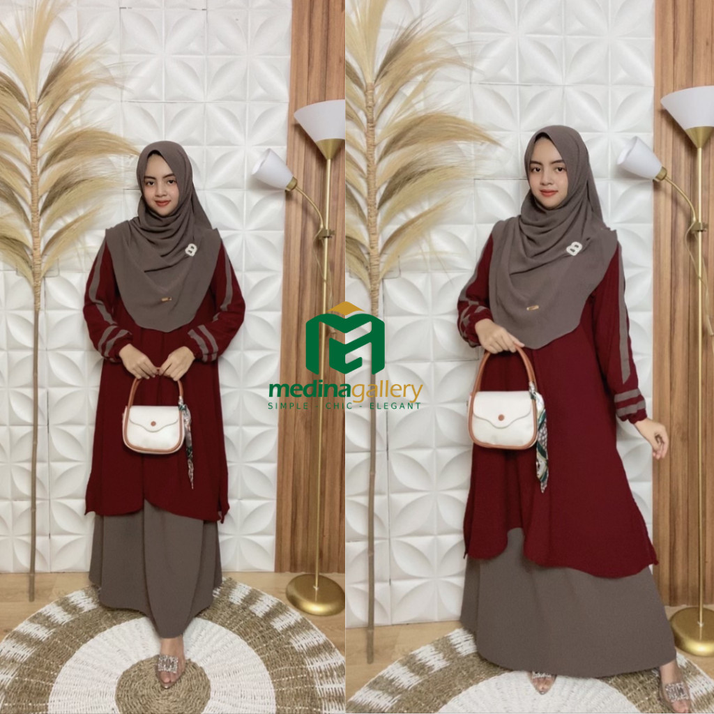 Safira One Set Rok Tunik Melayu Busui Free Hijab Premium  - Gdme
