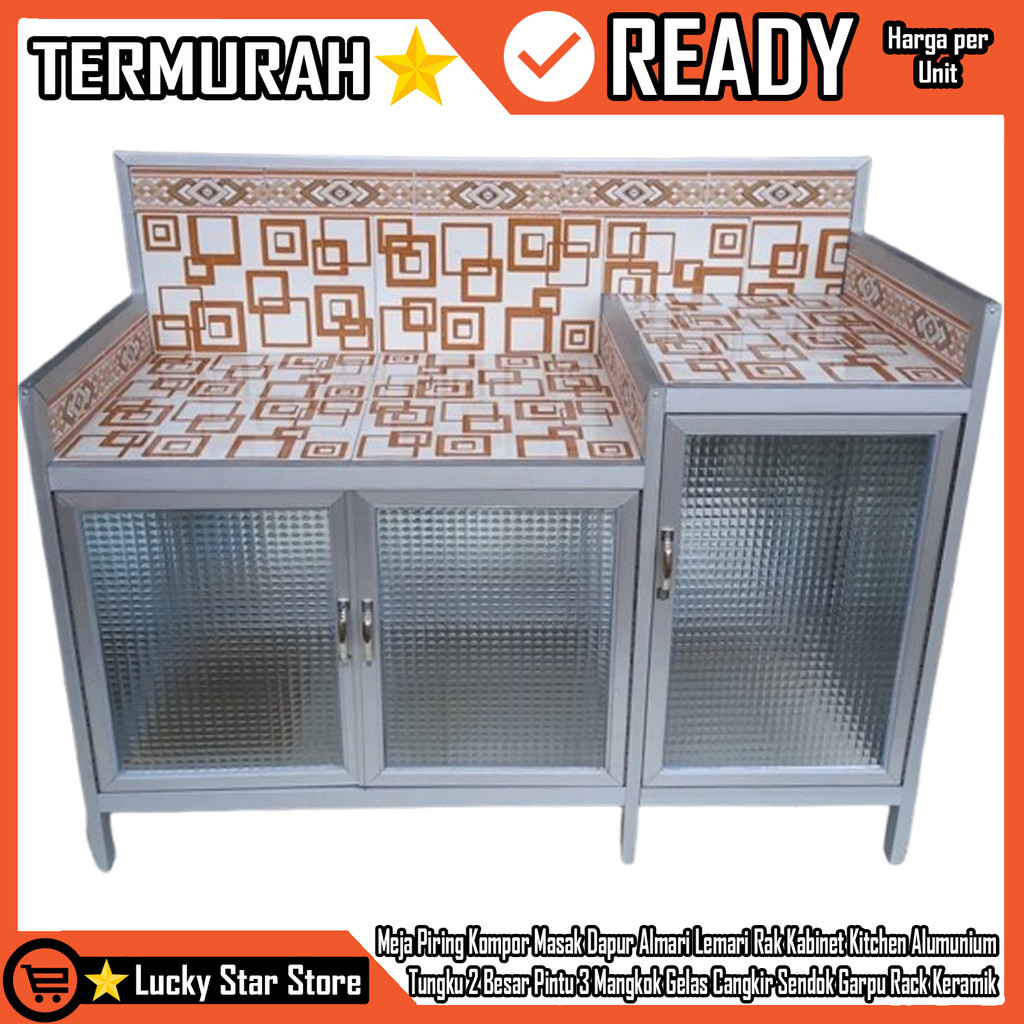 [Instant] Meja Piring Kompor Masak Dapur Almari Lemari Rak Kabinet Kitchen Set Alumunium Aluminium A