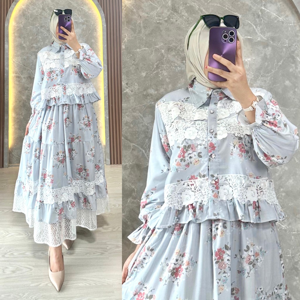 READY STOK - Marisa Set Rok Renda M L XL XLL by Fashion Hijab Solo