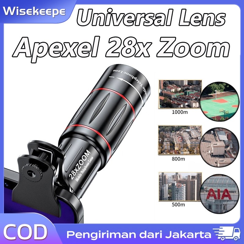 Apexel Lensa 28X Zoom Lens Kamera Tele Zoom HP Universal Handphone HD Ponsel Lensa