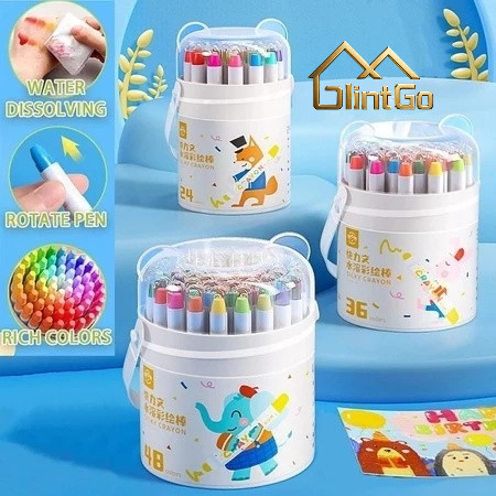 

36/48 warna Crayon grasp Crayon Putar Washable for kids Colorful Bucket Krayon Mewarnai Alat Warna Set Anak Non-Toxic Easy to Clean&Grasp