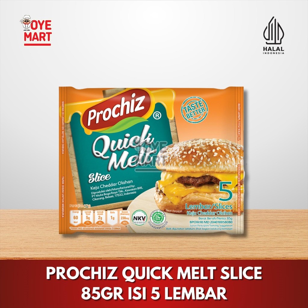 

PROCHIZ QUICK MELT SLICE 85GR ISI 5 LEMBAR / KEJU LUMER SLICE