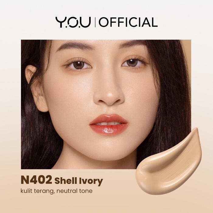 YOU Cloud Touch Blurring Skin Tint | Liquid Foundation | Natural Matte Finish | Tahan Lama 24 | Beda
