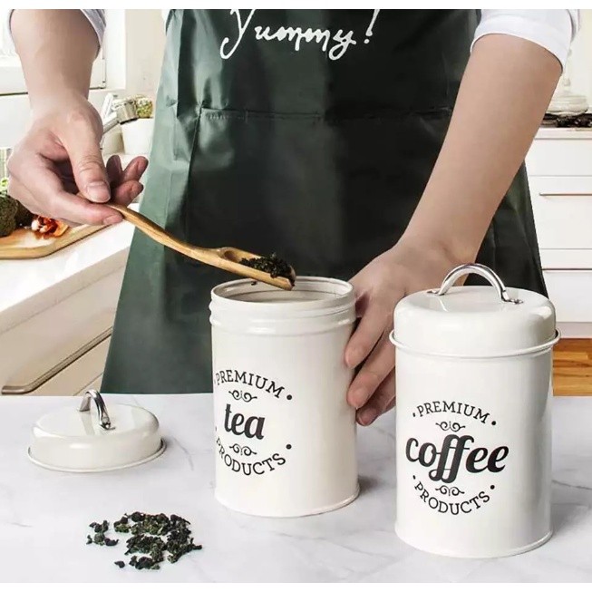 Canister Set Wadah Kopi Gula Teh  / Toples Gula Kopi Teh Estetik /  Tempat Kopi Gula Set 3in1