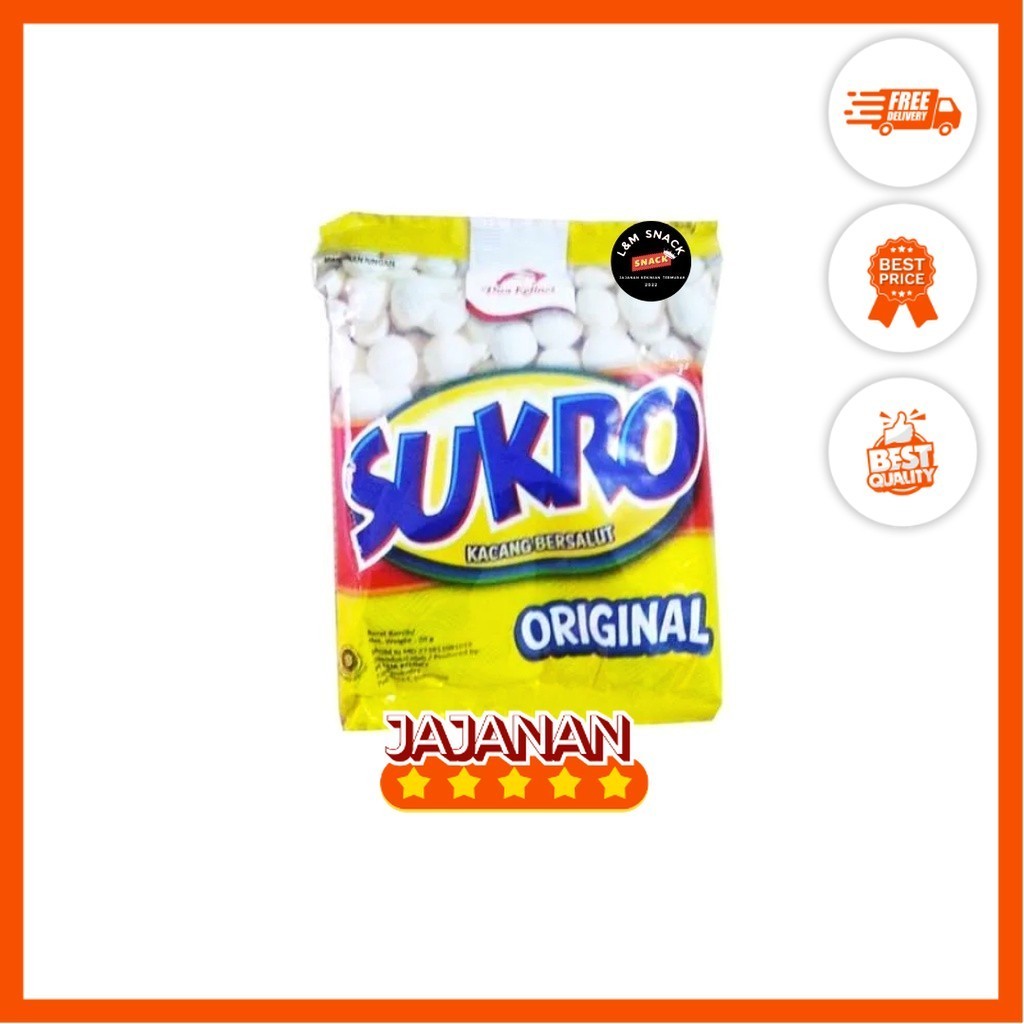 

Kacang Sukro Dua Kelinci Rasa Original 1 Pack Isi 10 pcs @20gr Jajanan Termurah