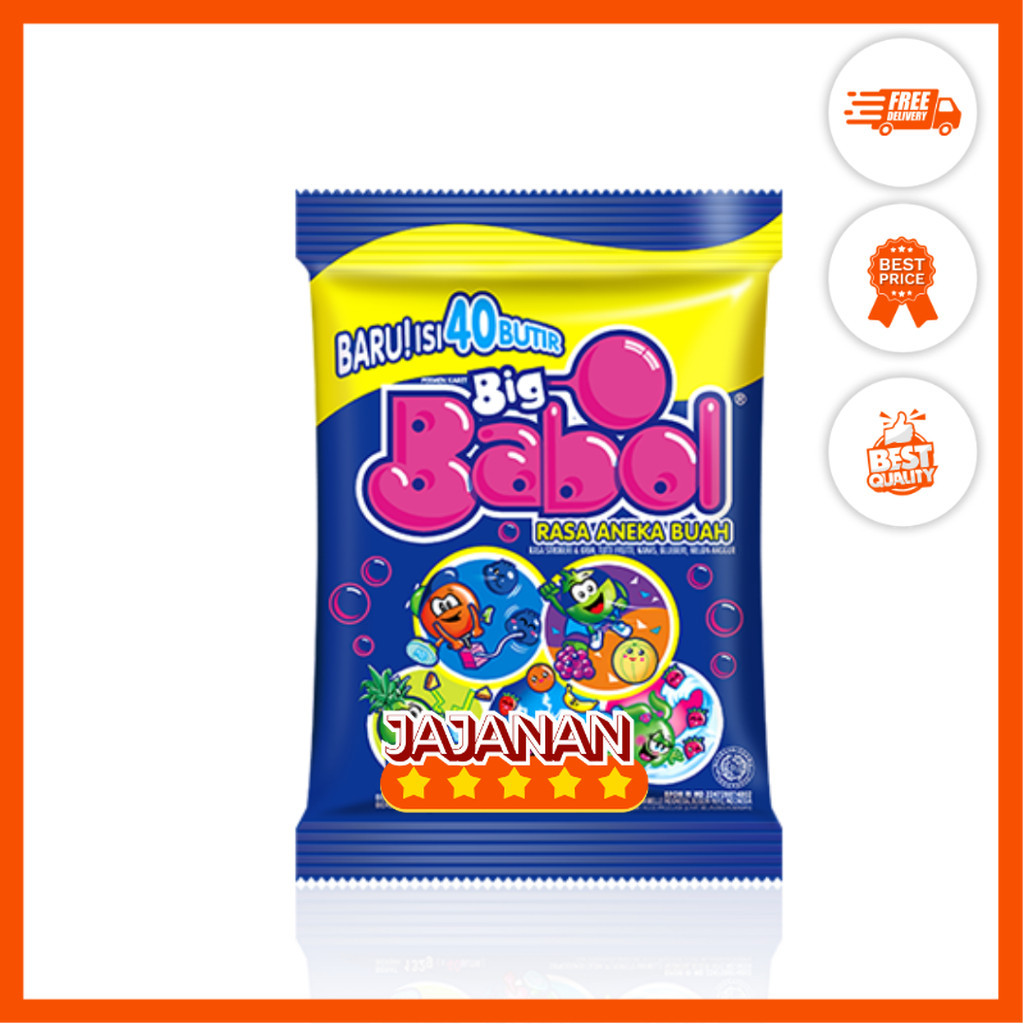 

Permen Big Babol Bag Rasa Tutti Frutti/Stroberi/Assorted Isi 40 pcs | Jajanan Snack Grosir Termurah