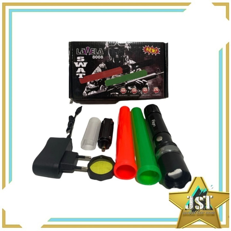 senter police swat led lavela 8008 senter parkir