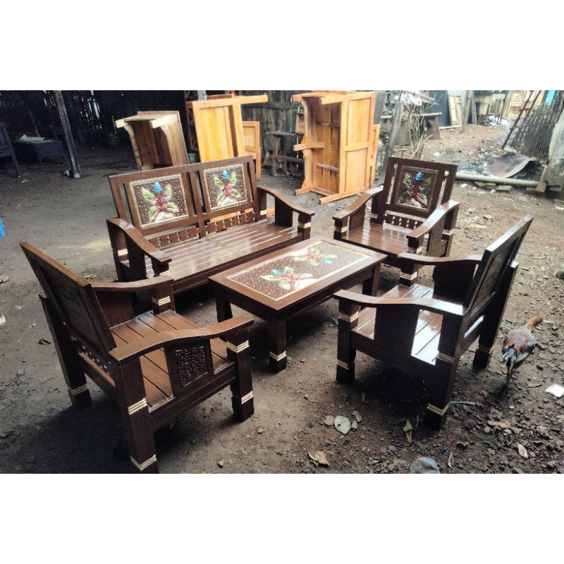 Furniture kursi tamu model flamboyan / model kursi tamu terbaru dan harganya / model kursi kayu untu