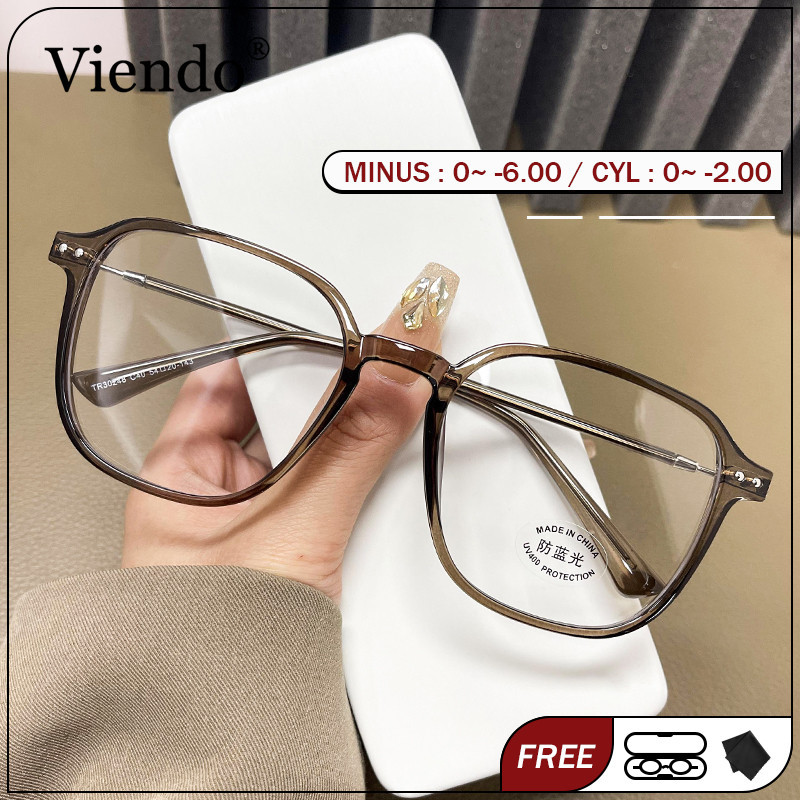 Viendo Kacamata Photocromic Minus Silinder Pria Wanita Frame Anti Radiasi Blueray Kaca Mata Optik