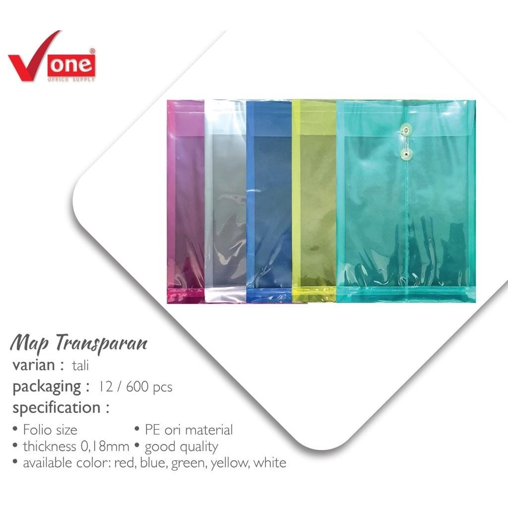 

Map Transparan Tali / Map Plastik Murah 12Pcs - Random Color