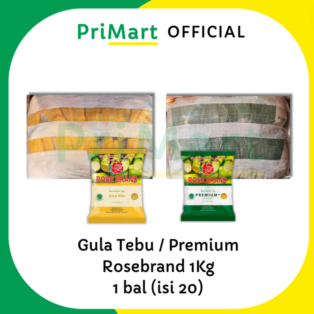 

GULA PASIR ROSEBRAND per karton / karung 20pcs x 1KG (EXP 2027) KUNING tebu / premium