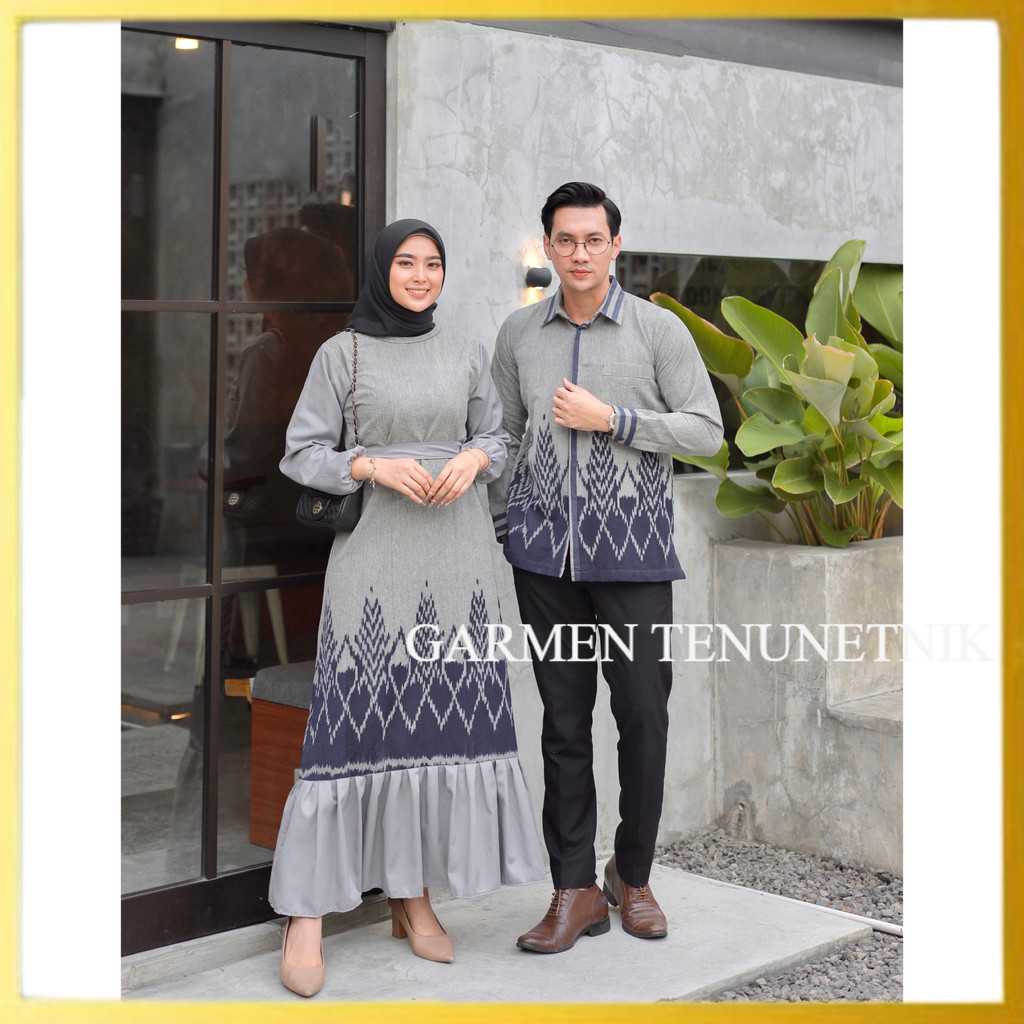 NEW NADIA GREY - BAJU COUPLE TENUN - KEMEJA/DRESS TENUN BY GARMEN TENUN ETNIK