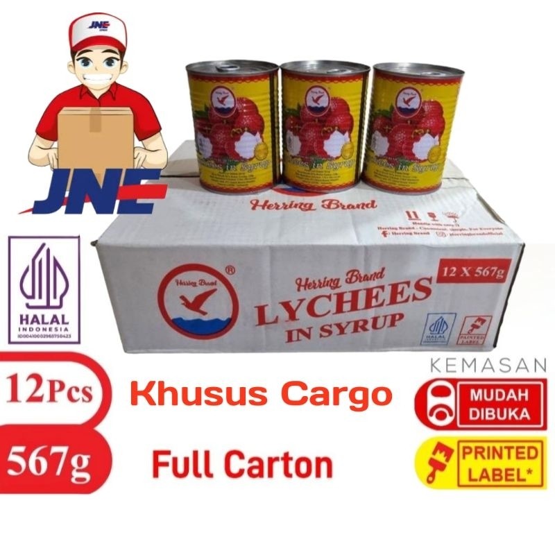

CARGO Herring brand full carton canned lychees lychee leci in syrup / leci kaleng - 1 Dus